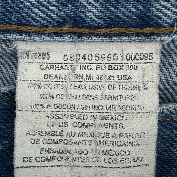 Vintage Carhartt B160 Work Jeans 36X29 Blue Denim Straight Workwear Distressed - Picture 11 of 12